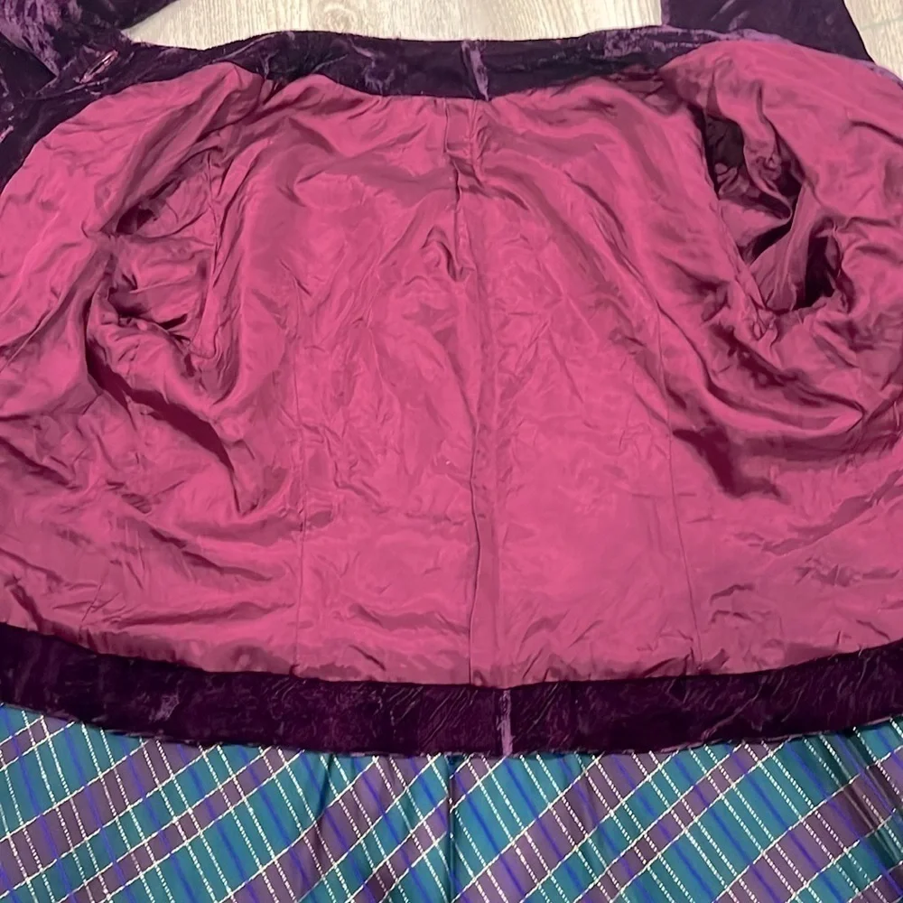 Handmade Vintage Holiday outfit 10/12 velvet cardigan and plaid skirt